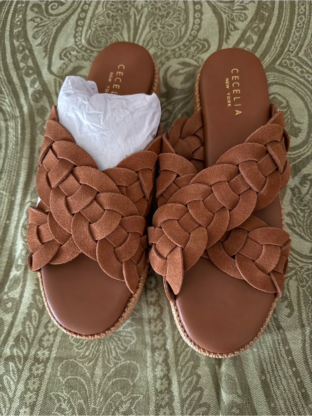 CECELIA NEW YORK Braided Slide Sandals in Rust